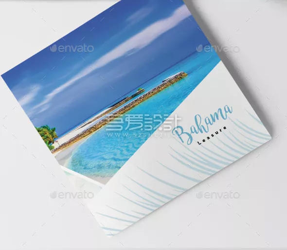 简约精美热带旅游Indesign三折页模板