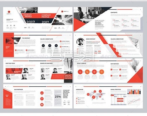 红色简约企业通用Indesign画册模板