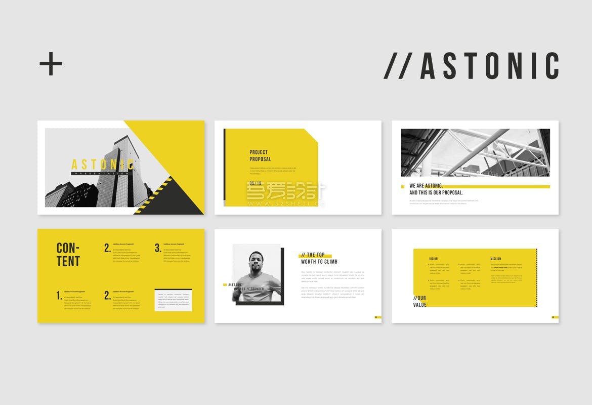 35页黄色极简现代风格PowerPoint模板