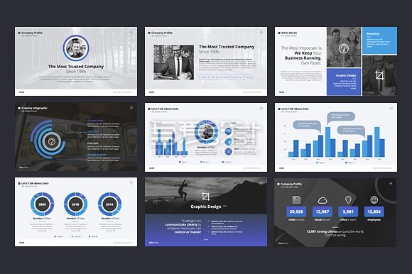 1920高清比例扁平化win风格keynote模板