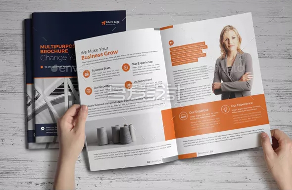 简约企业介绍通用Indesign双折页模板