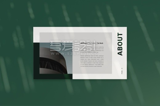 墨绿色极简风格时尚PPT模板