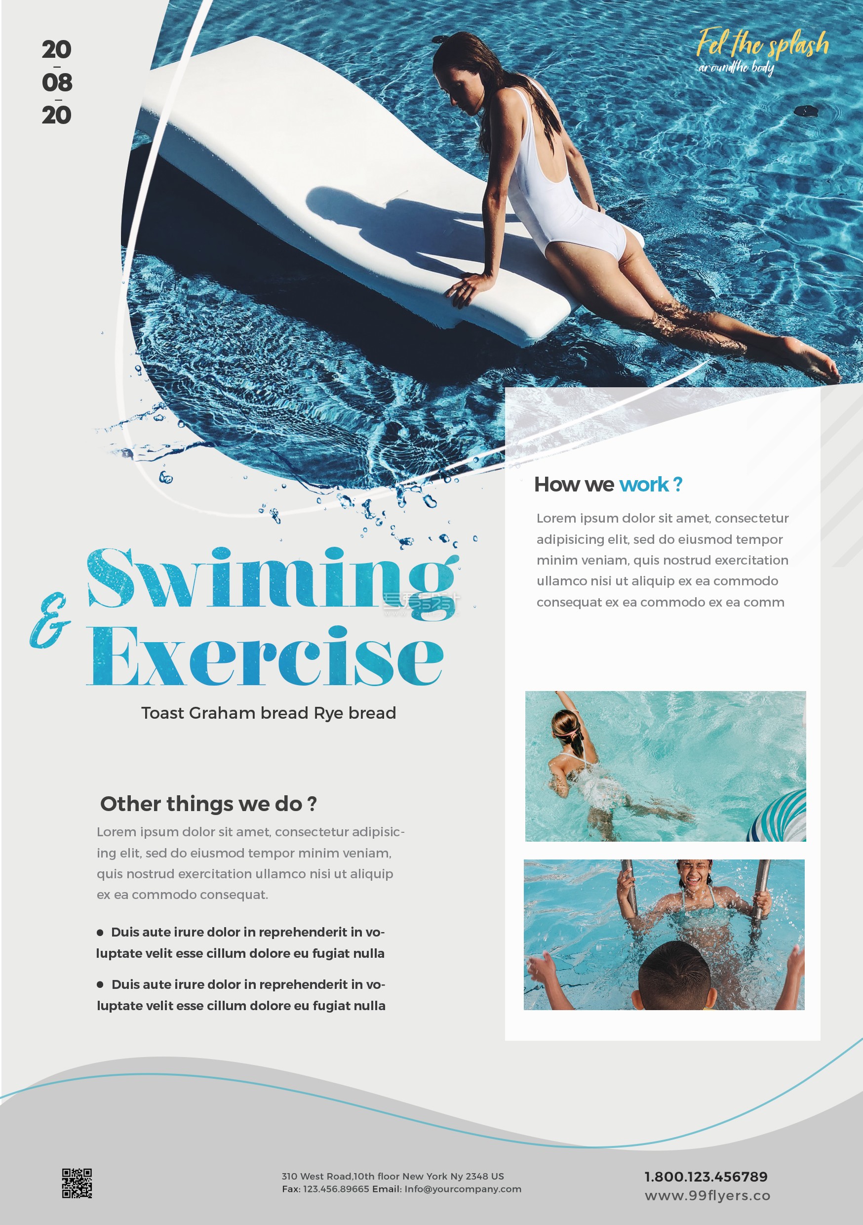游泳多用途传单免费PSD模板