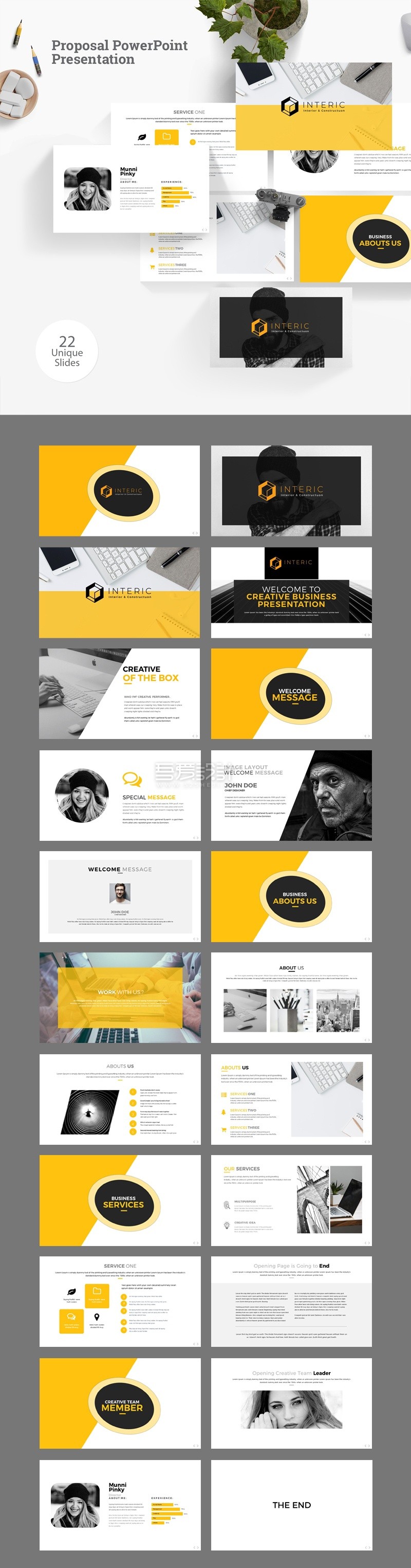 创意黄黑色商业产品提案PPT模板