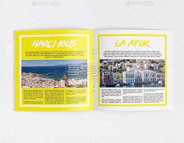 简约大气方形旅行风景展示Indesign画册模板