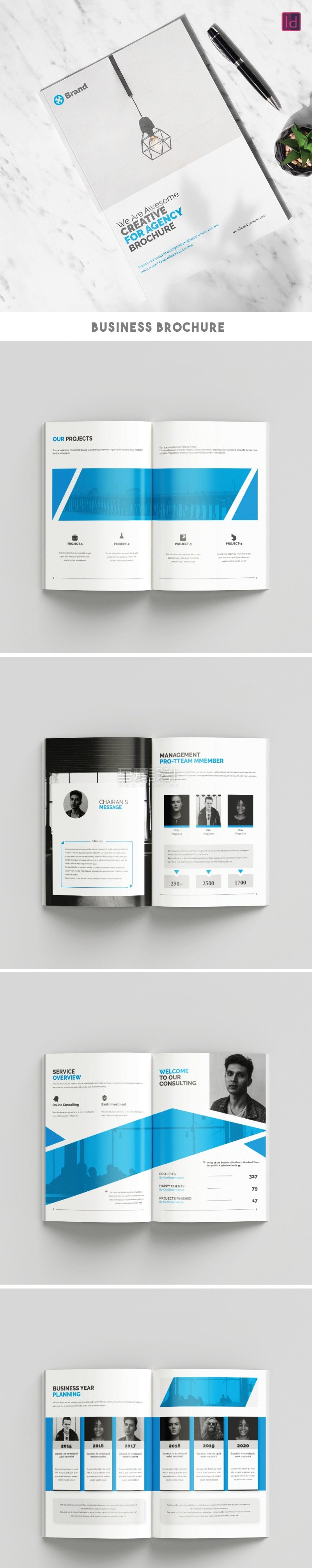 蓝色企业业务宣传册模板