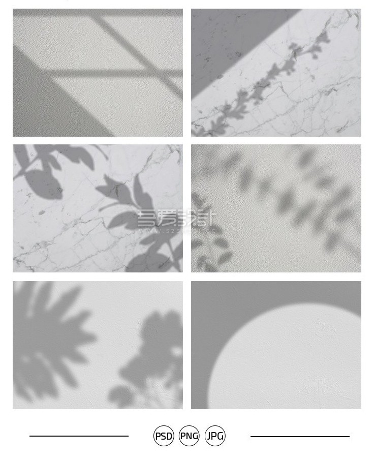 6种超清覆盖纹理阴影叠加模板（PSD/PNG）