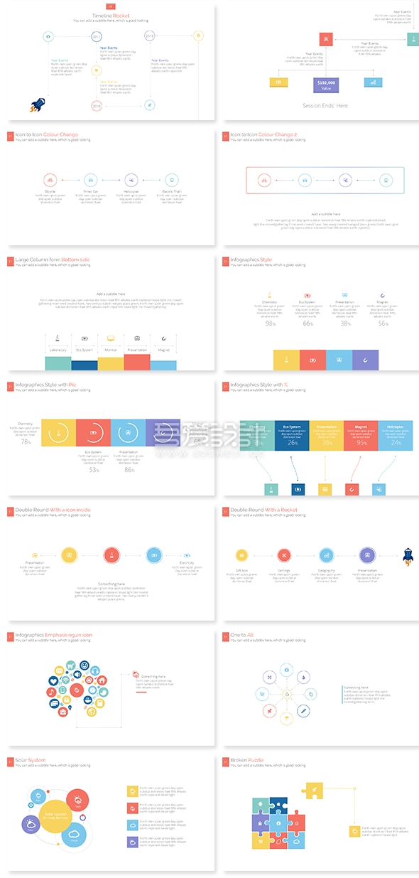 100,000页总幻灯片扁平化简约PPT模板