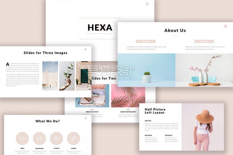 免费简约作品集PPT模板