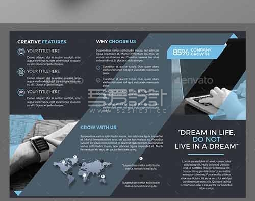 创意时尚企业介绍Indesign三折页模板