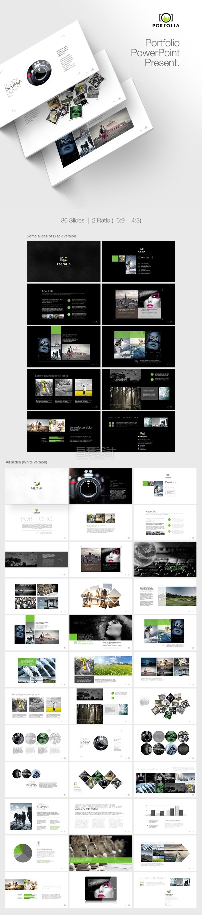 Portolia多功能组合演示文稿PowerPoint模板