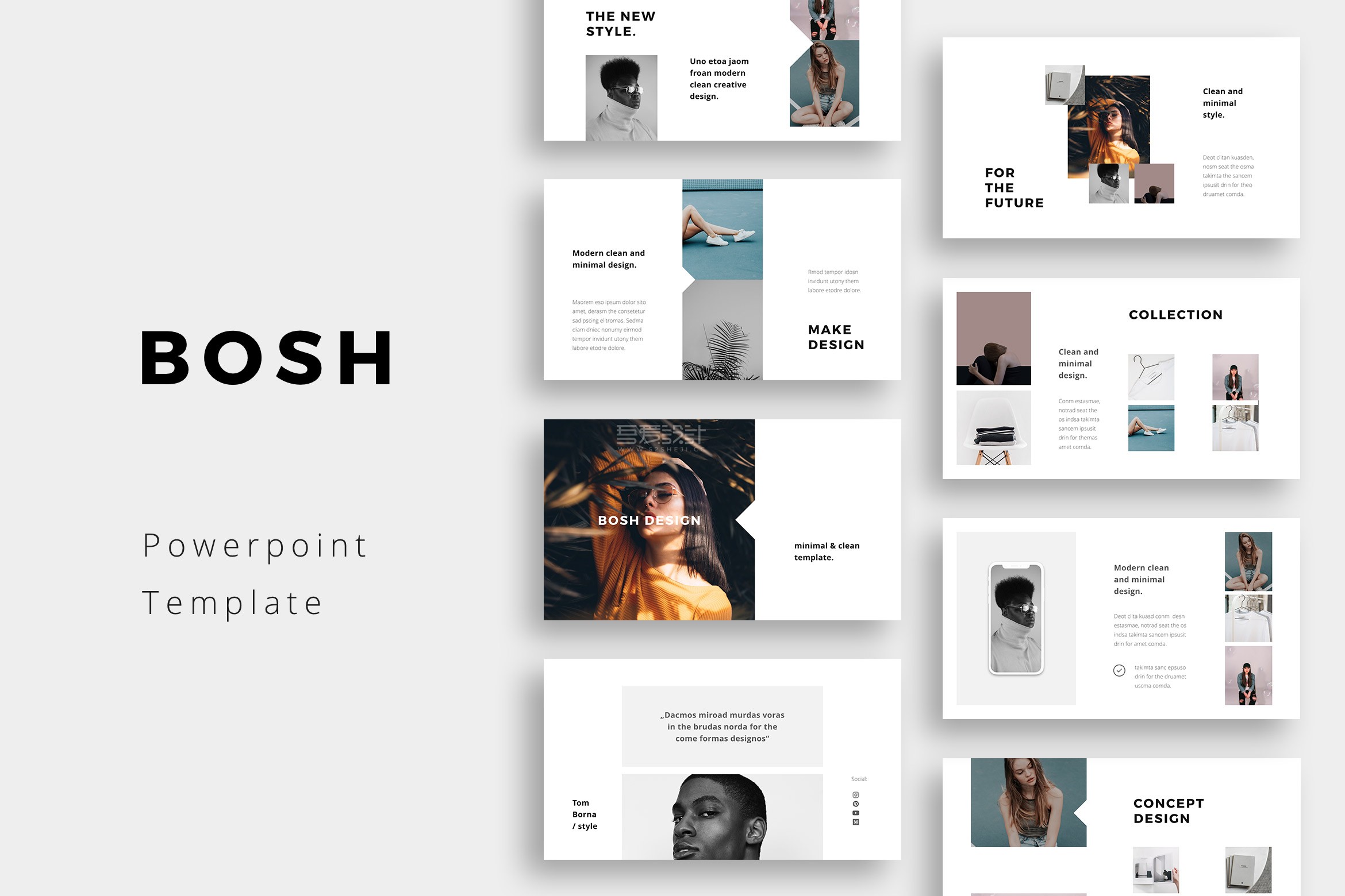 简约极致生活类PPT演示模板BOSH – Powerpoint Template