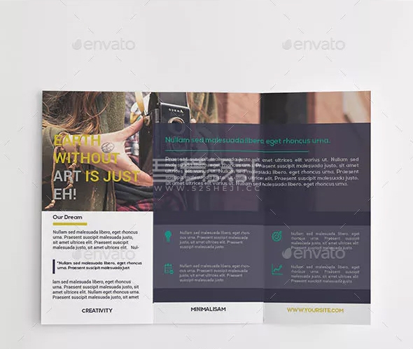 街头艺术展示三折页Indesign模板