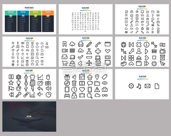 扁平化多色系欧美商务PPT模板
