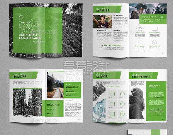 绿色简约清新企业宣传画册模板