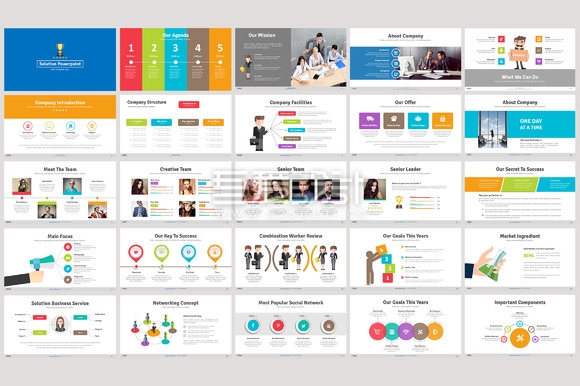 扁平化商务风数据图表PPT模板