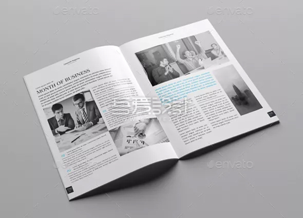 蓝色商业杂志Indesign画册模板